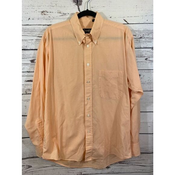 Men's Hartmarx Orange & White Gingham Button Down Shirt Size M - Picture 1 of 7